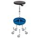 Work Stool with seat in PU foam, footrest with 5 compartments, 5xØ75 wheels and height 310-390 mm (BLUE)